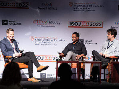 Seth Lewis speaks with Lindsay Grace and Daniel Trielli at ISOJ 2022.