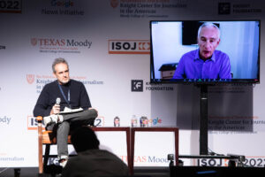 Jorge Ramos and Borja Echevarría discuss journalism at ISOJ 2022.