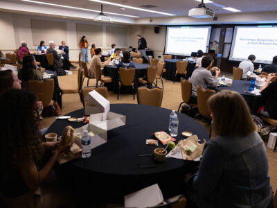 Attendees at a lunch workshop at the 25th ISOJ.